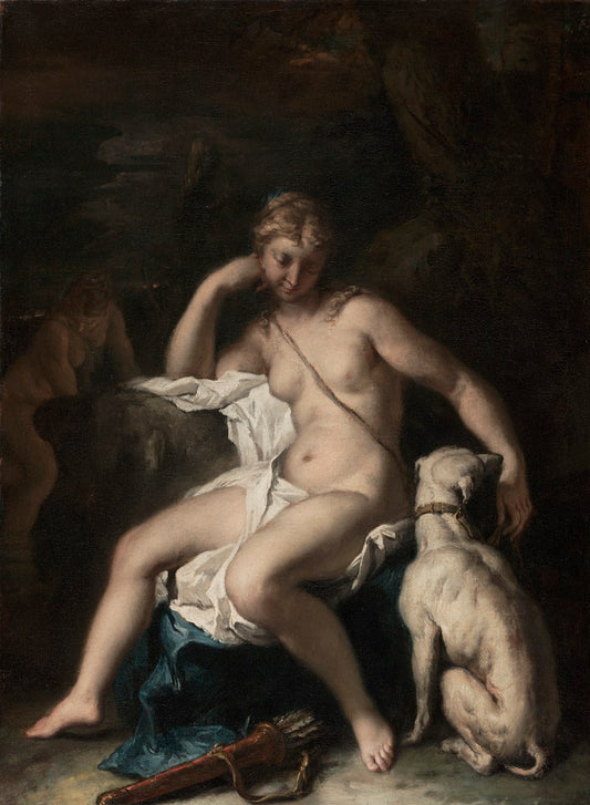 Diana and Her Dog, vintage artwork by Sebastiano Ricci, 12x8" (A4) Poster