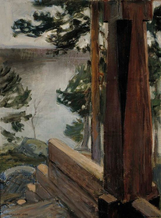 The Kalela Porch, vintage artwork by Akseli Gallen-Kallela, 12x8" (A4) Poster