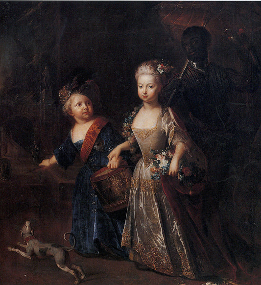 Frederick the Great as a child with his sister Wilhelmine, vintage artwork by Antoine Pesne, 12x8" (A4) Poster