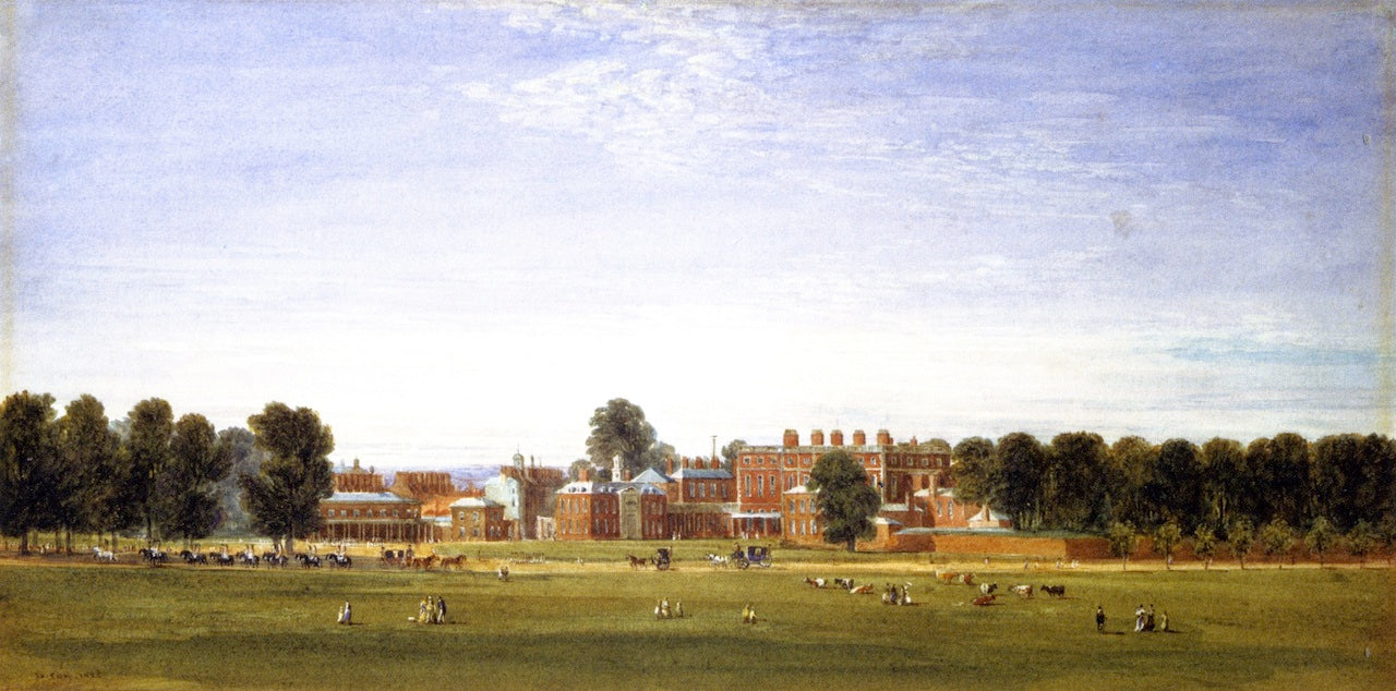 Buckingham House from the Green Park, vintage artwork by David Cox, 12x8" (A4) Poster