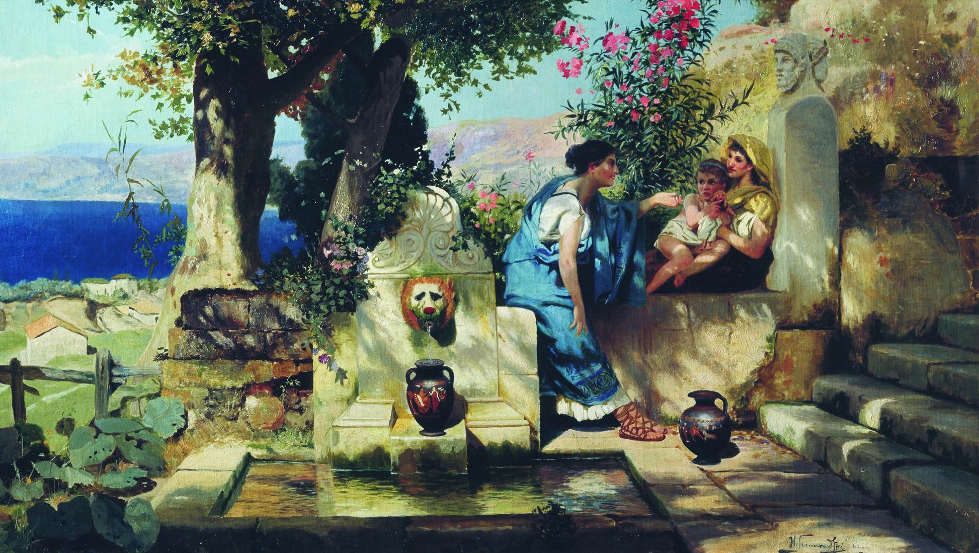 Mischief Maker, vintage artwork by Hendryk Siemiradzki, 12x8" (A4) Poster