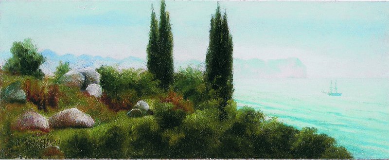 Crimean Landscape with Cypresses by Gavriil Kondratenko,A3(16x12")Poster