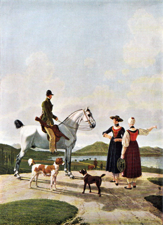 Rider at the Tegernsee, vintage artwork by Wilhelm von Kobell, 12x8" (A4) Poster