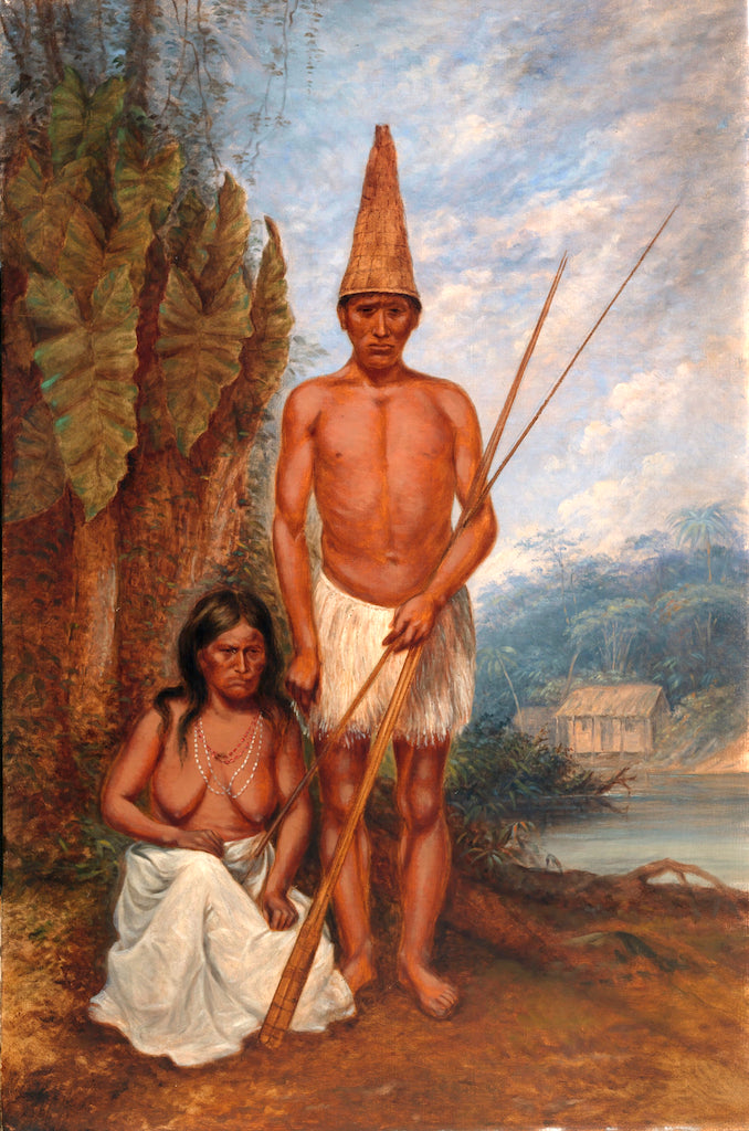 Omagua Indians, vintage artwork by Antonio Zeno Shindler, 12x8" (A4) Poster