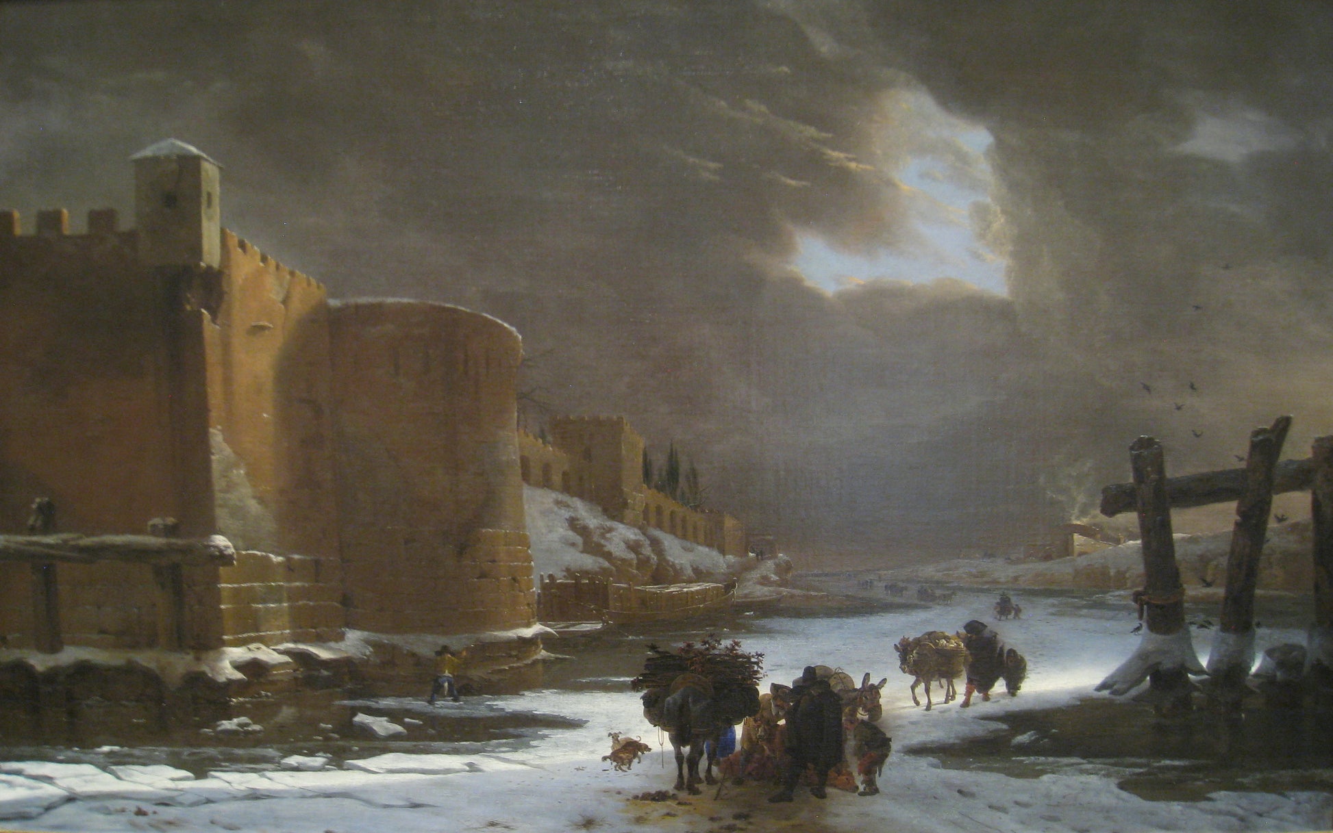 Frozen Moat outside City Walls, vintage artwork by Jan Asselijn, 12x8" (A4) Poster