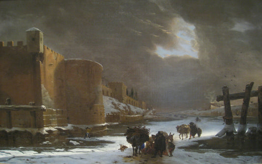 Frozen Moat outside City Walls, vintage artwork by Jan Asselijn, 12x8" (A4) Poster
