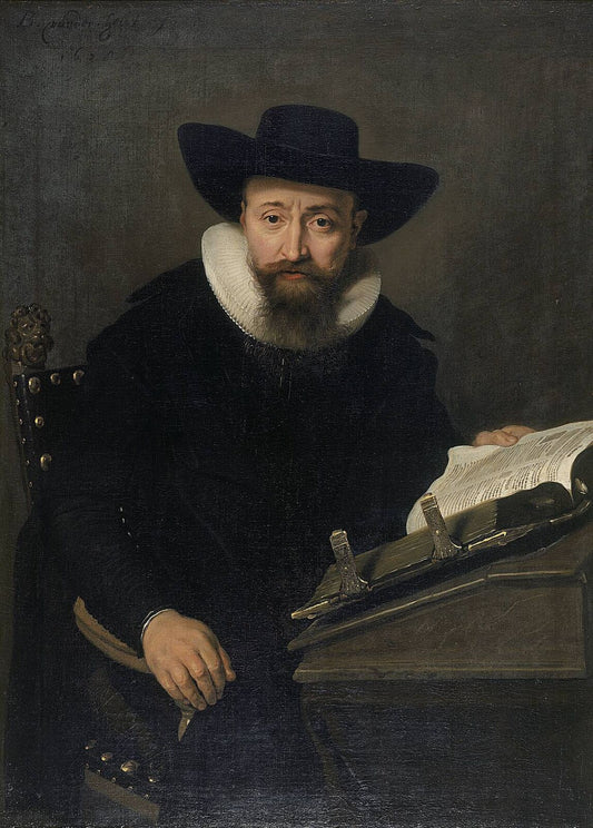 Portrait of an Unknown Man, probably a Protestant Minister, vintage artwork by Bartholomeus van der Helst, 12x8" (A4) Poster