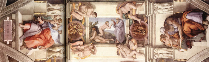The fifth bay of the ceiling, vintage artwork by Michelangelo, A3 (16x12