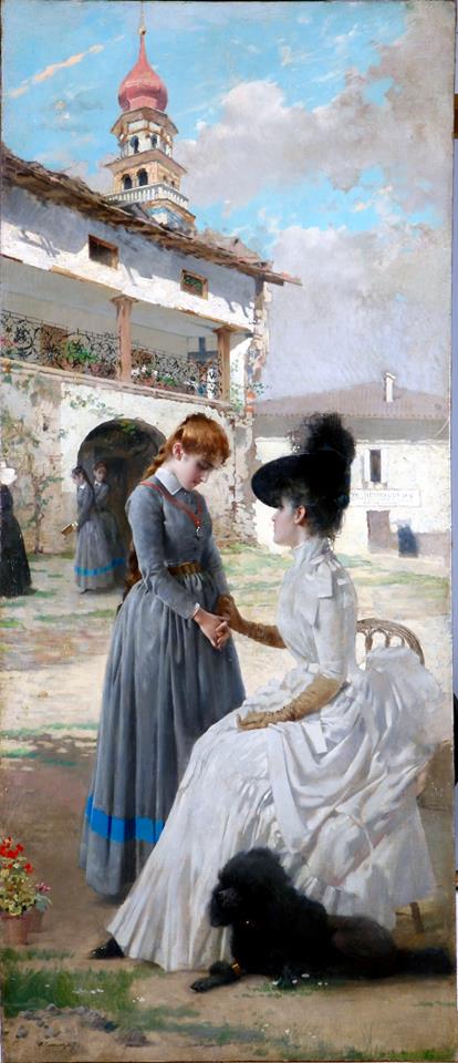 Visit to the Convent by Vittorio Matteo Corcos,A3(16x12")Poster