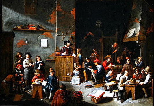 Interior of a School Room, vintage artwork by Gillis van Tilborgh, 12x8" (A4) Poster
