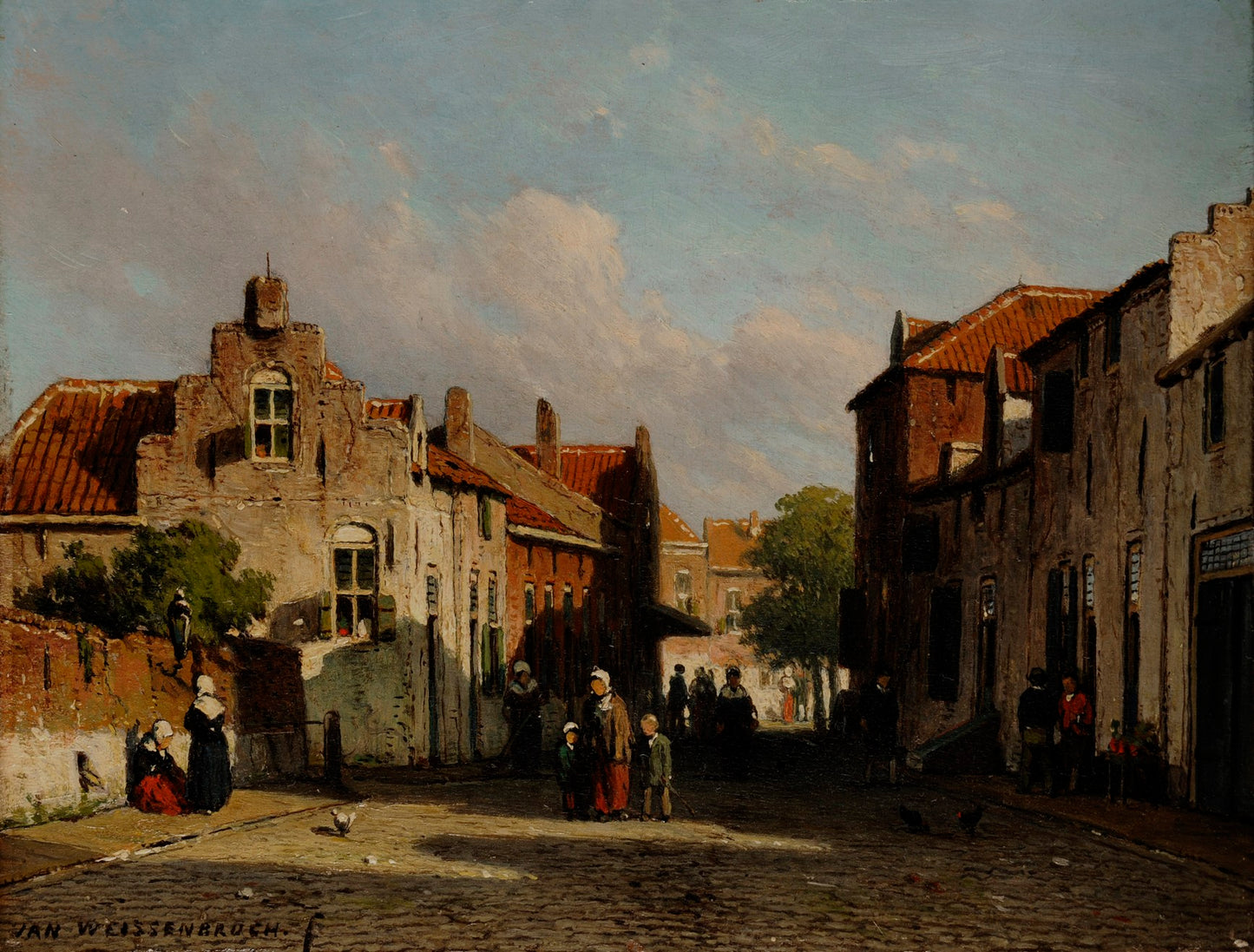 Street View in Rhenen, vintage artwork by Johannes 'Jan' Weissenbruch, 12x8" (A4) Poster