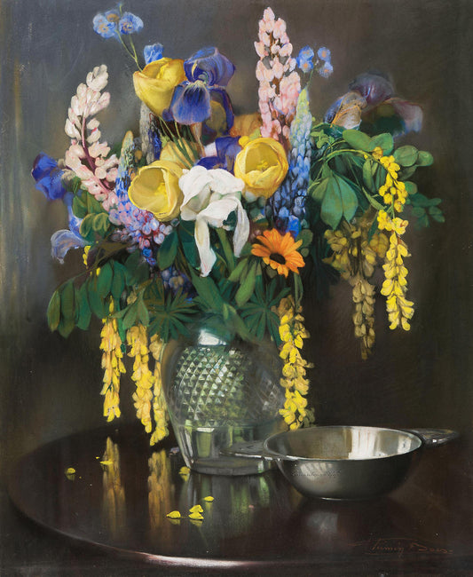 Bouquet joyeux, vintage artwork by Firmin Baes, 12x8" (A4) Poster
