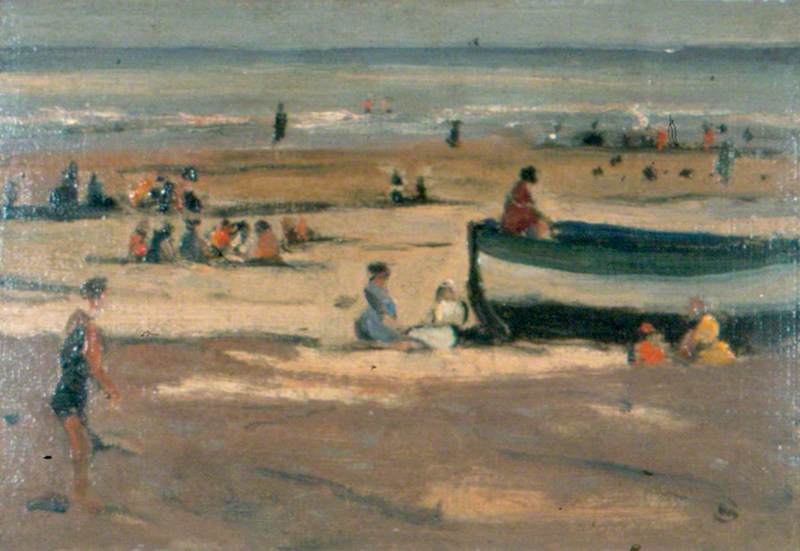 Beach at Sandwich, Kent, vintage artwork by Sidney Starr, 12x8" (A4) Poster