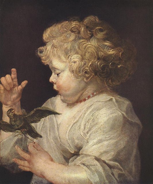 Boy with Bird, vintage artwork by Peter Paul Rubens, 12x8" (A4) Poster