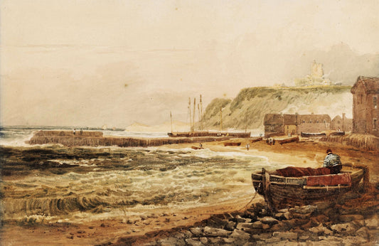 The Beach at Old Folkestone, vintage artwork by Samuel Prout, 12x8" (A4) Poster