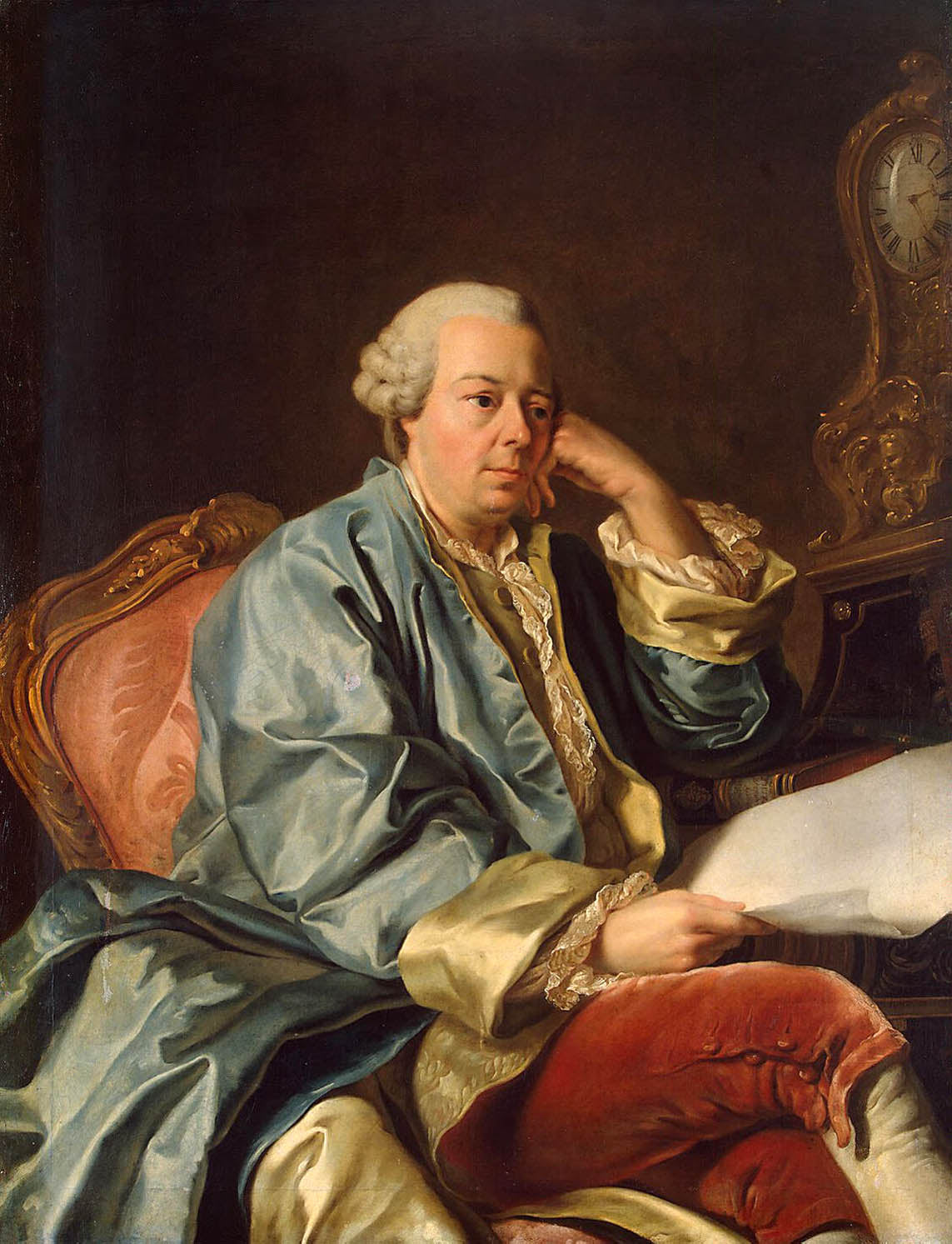 Portrait of Ivan Betskoi Wearing a Dressing Gown, vintage artwork by Alexander Roslin, 12x8" (A4) Poster