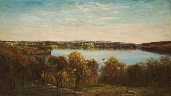 Lake Waban from Wellesley College, vintage artwork by Frank Henry Shapleigh, 12x8" (A4) Poster