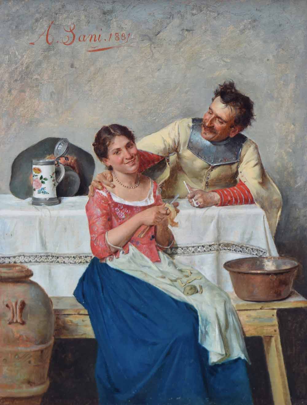 Cavalier with a Servant Girl by Alessandro Sani,A3(16x12")Poster