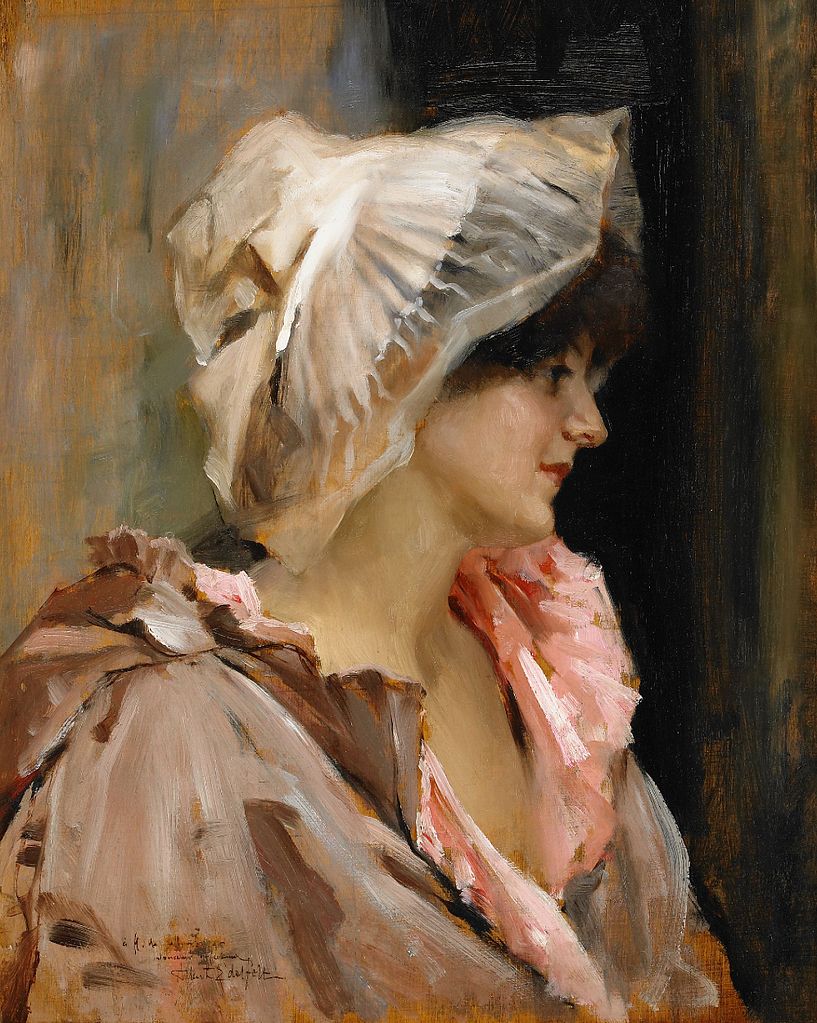 Parisian Lady in a Peignoir by Albert Edelfelt,A3(16x12")Poster