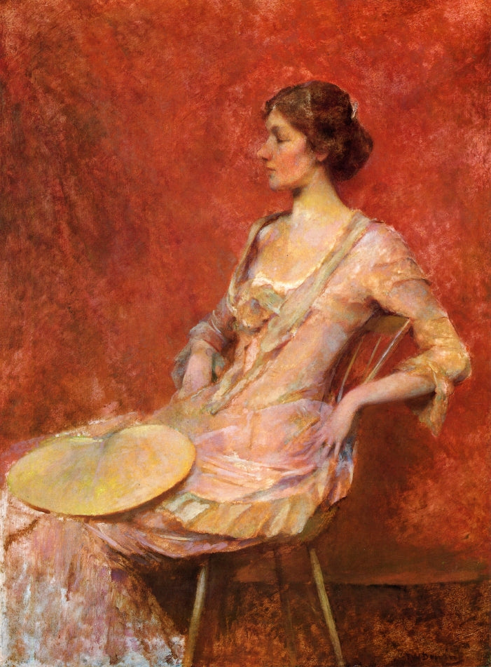 The Palm Leaf Fan, vintage artwork by Thomas Wilmer Dewing, 12x8" (A4) Poster