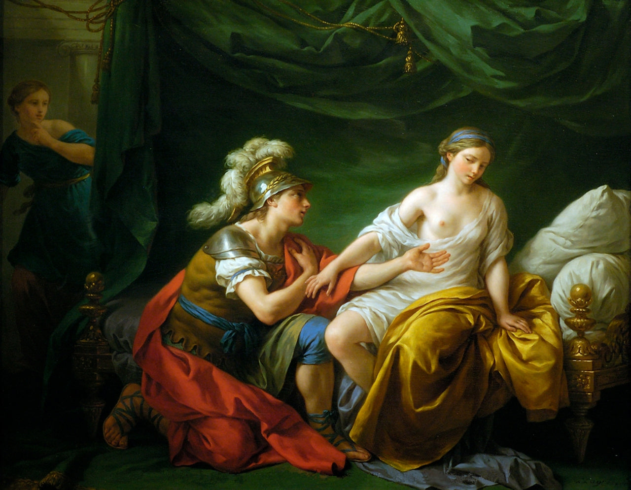 Alcibiade kneeling before his mistress, vintage artwork by Louis Jean François Lagrenee, 12x8" (A4) Poster