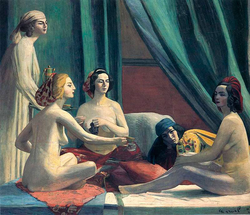 Odalisque Demoiselles, vintage artwork by Jacqueline Marval, 12x8" (A4) Poster