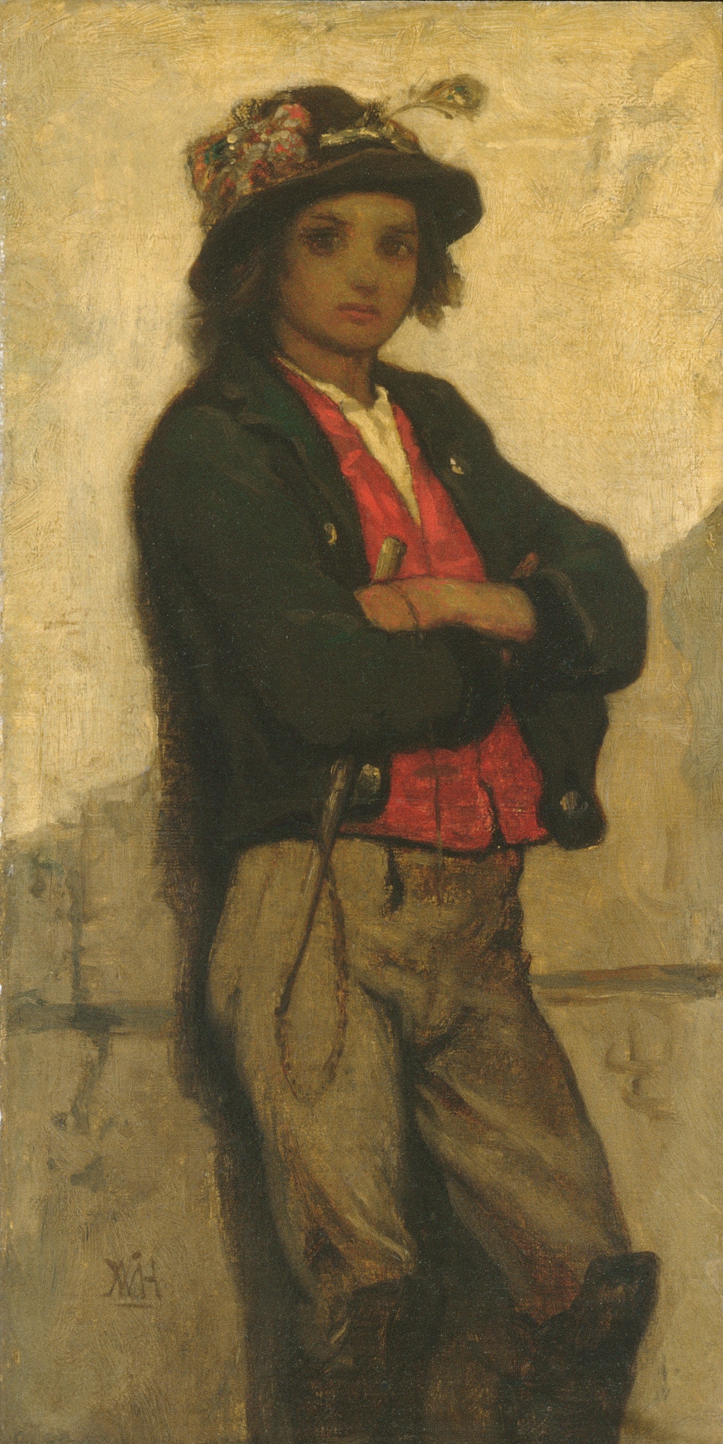 Italian Boy, vintage artwork by William Morris Hunt, 12x8" (A4) Poster
