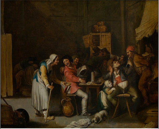 The Female Beggar in the Tavern, vintage artwork by Joos van Craesbeeck, 12x8" (A4) Poster