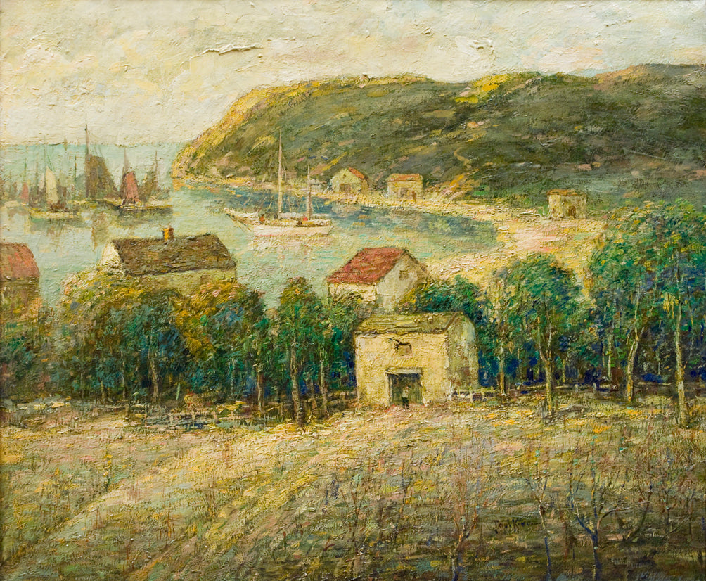 Harbor Scene, vintage artwork by Paul Bernard King, 12x8" (A4) Poster