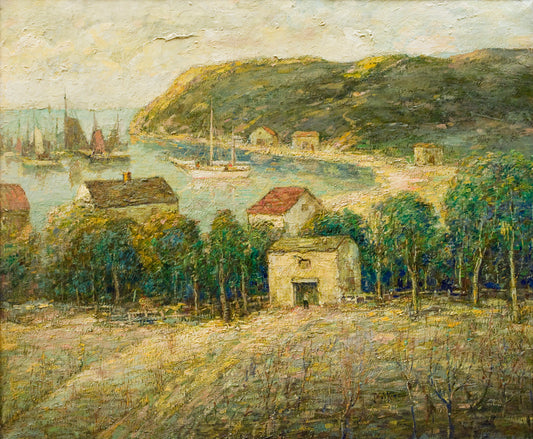 Harbor Scene, vintage artwork by Paul Bernard King, 12x8" (A4) Poster