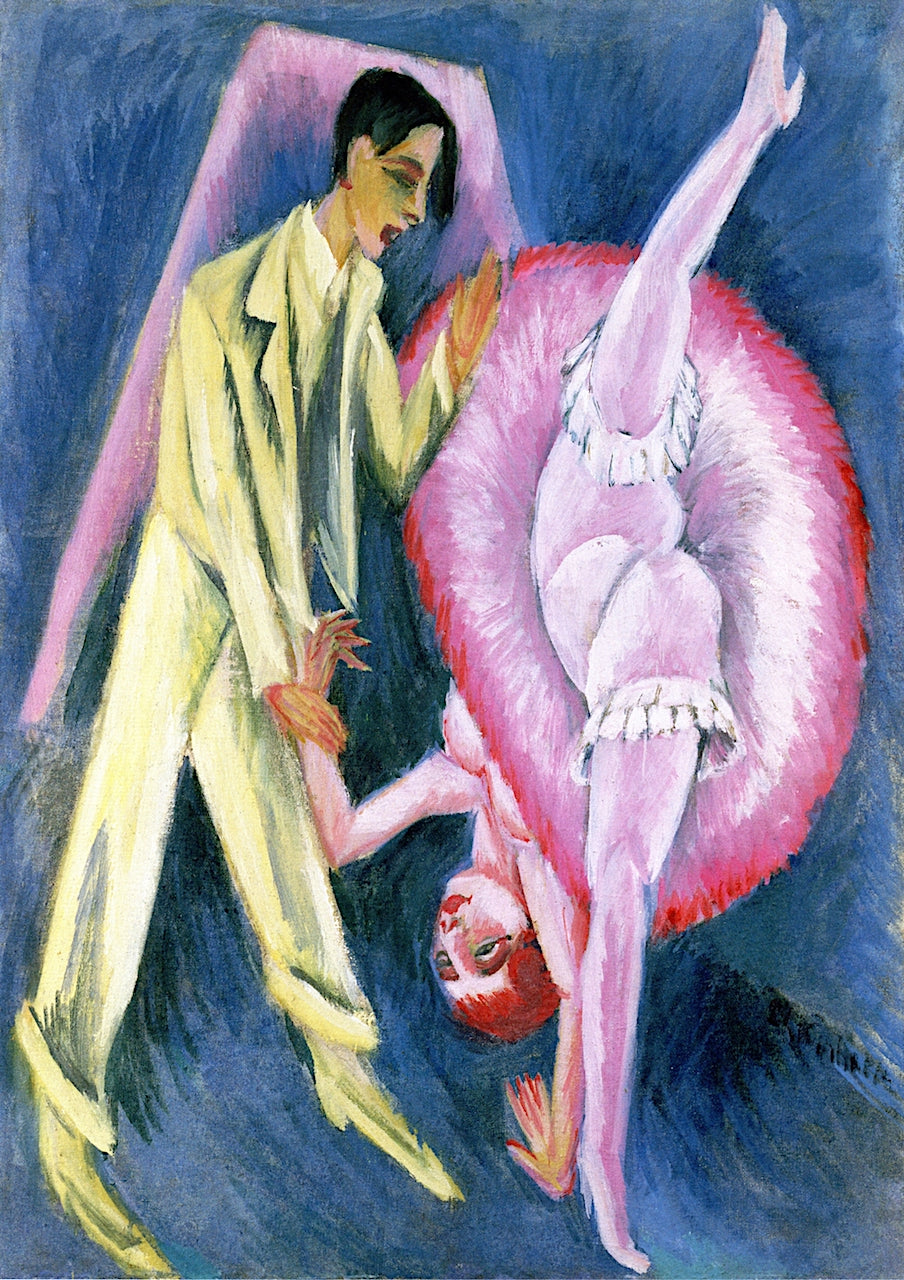 Dancing Couple, vintage artwork by Ernst Ludwig Kirchner, 12x8" (A4) Poster