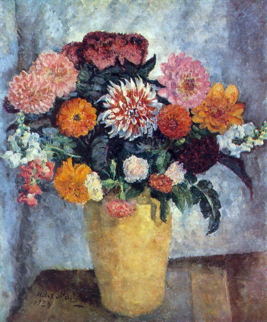 Bouquet in a clay jar, vintage artwork by Ilya Mashkov, 12x8" (A4) Poster