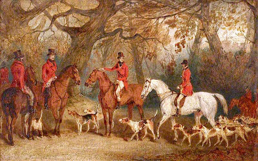 The Royal Hunt with the Master of the Royal Buckhounds, the Artist's Brother, Charles F. Davis, vintage artwork by Richard Barrett Davis, 12x8" (A4) Poster