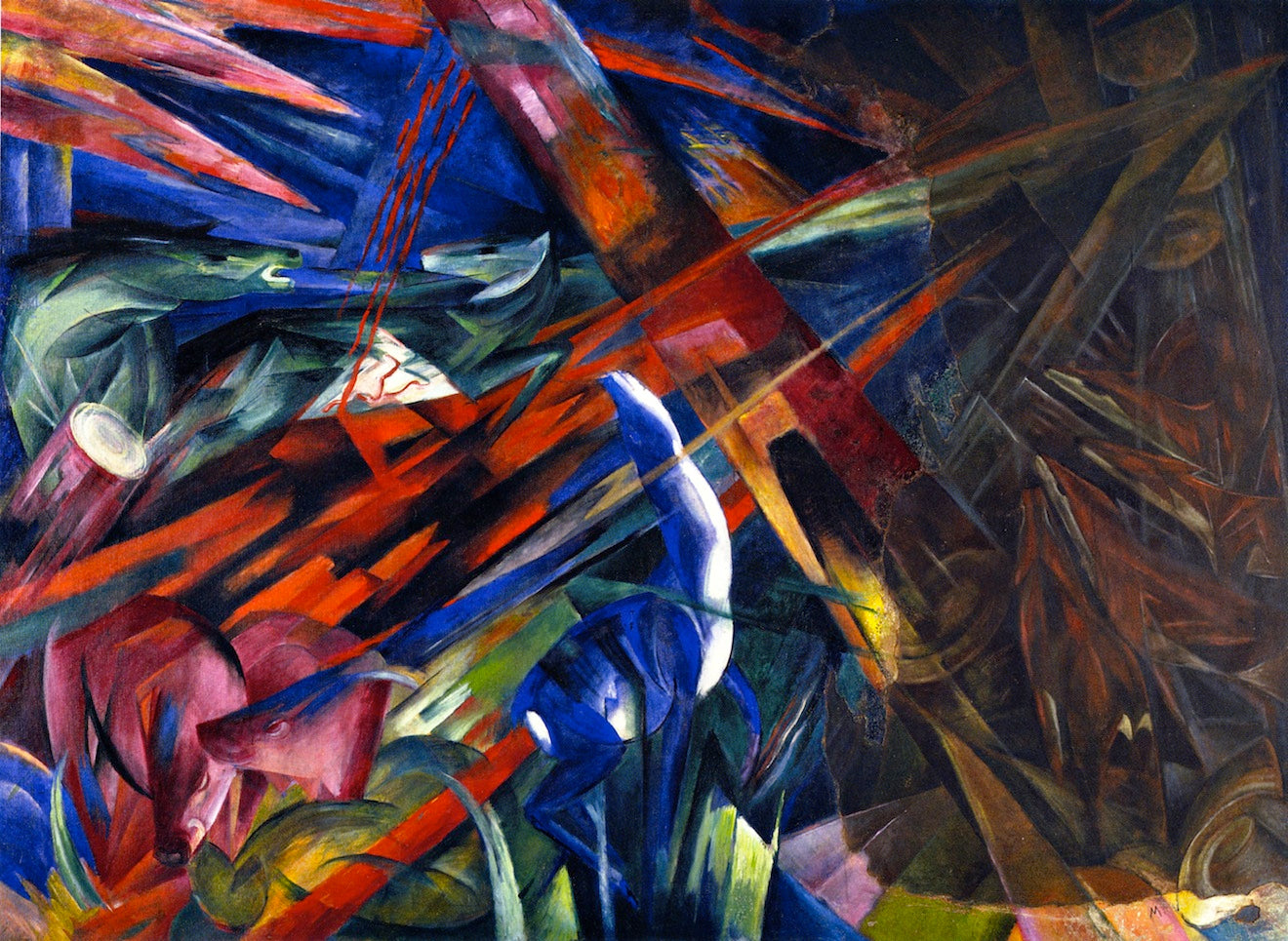 Fate of the Animals, vintage artwork by Franz Marc, 12x8" (A4) Poster