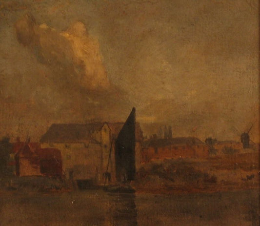 Evening, Mill on the Stour, vintage artwork by John Constable, 12x8" (A4) Poster