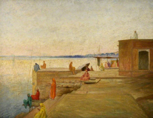 Evening in Benares, India, vintage artwork by Sir William Rothenstein, 12x8" (A4) Poster