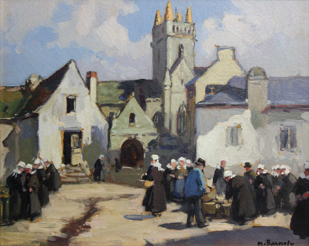 Scène de marche en Bretagne, vintage artwork by Henri Alphonse Barnoin, 12x8" (A4) Poster