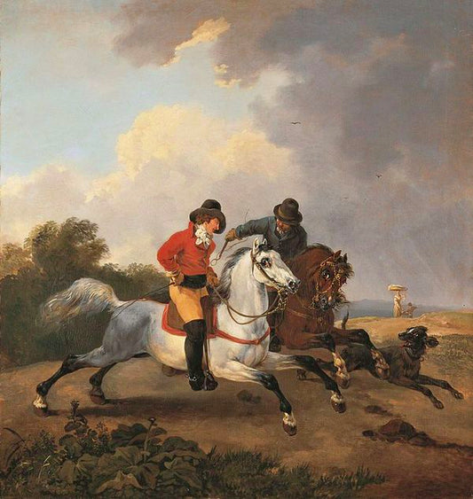 Two Horsemen, vintage artwork by Wilhelm von Kobell, 12x8" (A4) Poster