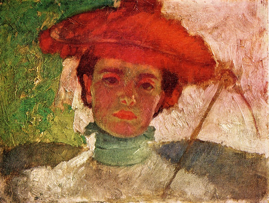 Girl with Parasol, vintage artwork by Frank Duveneck, 12x8" (A4) Poster