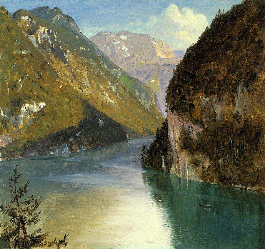 Konigsee, Bavaria, vintage artwork by Frederic Edwin Church, 12x8" (A4) Poster