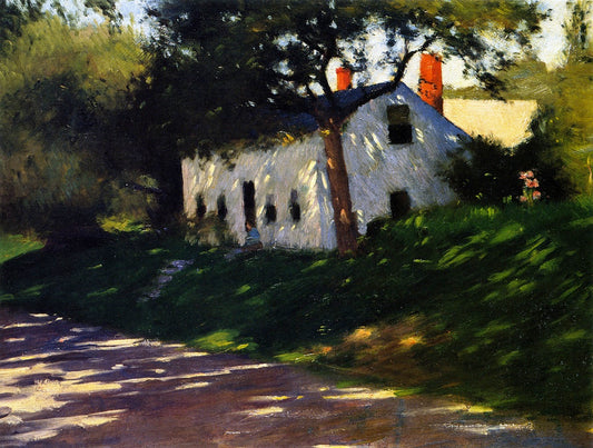 Roadside Cottage, Medfield, Mass., vintage artwork by Dennis Miller Bunker, 12x8" (A4) Poster