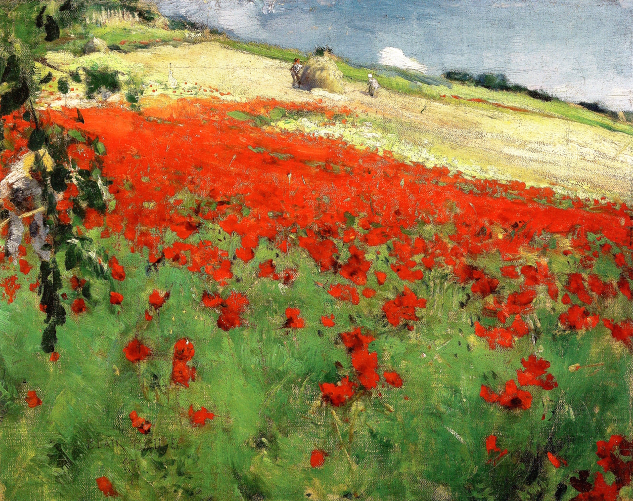 Landscape with Poppies, vintage artwork by William Blair Bruce, 12x8" (A4) Poster