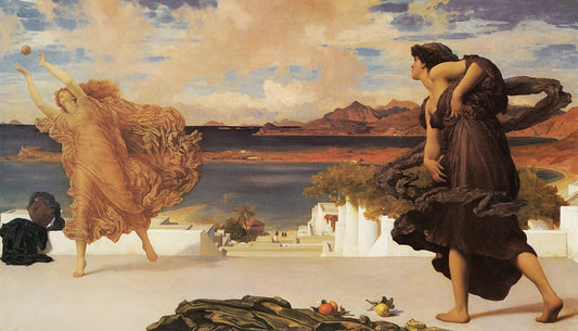 Greek Girls Playing Ball, vintage artwork by Sir Frederic Lord Leighton, 12x8" (A4) Poster