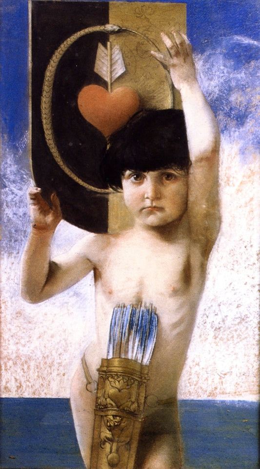 Amor, vintage artwork by Franz von Stuck, 12x8" (A4) Poster
