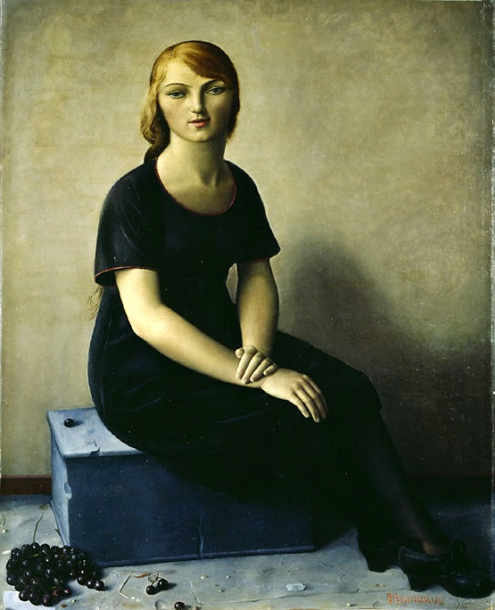 Yvonne in a Velvet Dress, vintage artwork by François-Emile Barraud, 12x8" (A4) Poster