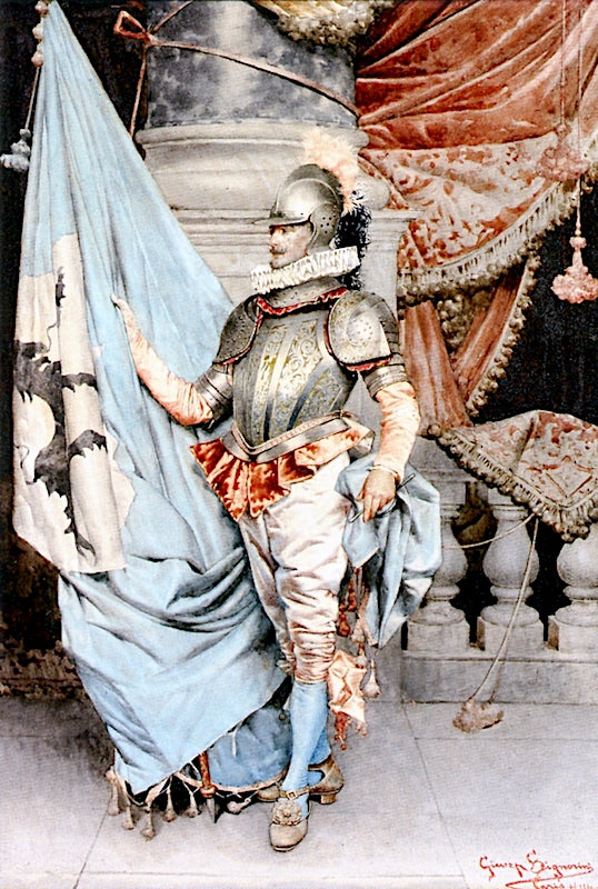 rtial Suit of Armor with Heraldic Flag by Giuseppe Signorini,A3(16x12")Poster