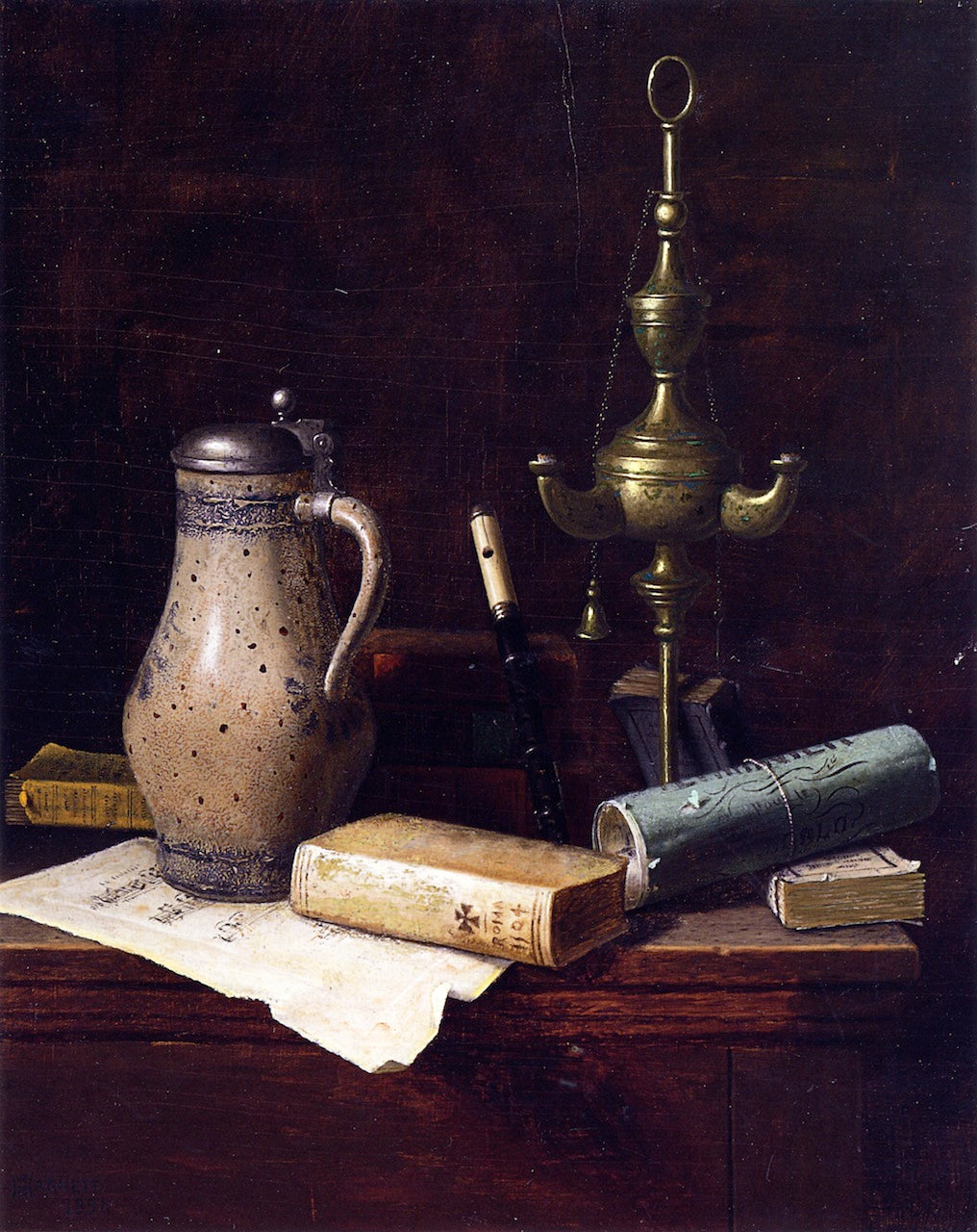 A Bachelor's Friends, vintage artwork by William Michael Harnett, 12x8" (A4) Poster