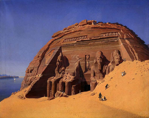 Abu Simbel, vintage artwork by Hubert Sattler, A3 (16x12") Poster Print