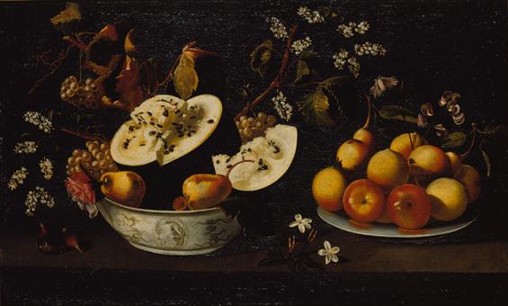 Still Life with Fruits and Flowers, vintage artwork by Josefa de Ayala y Obidos, 12x8" (A4) Poster