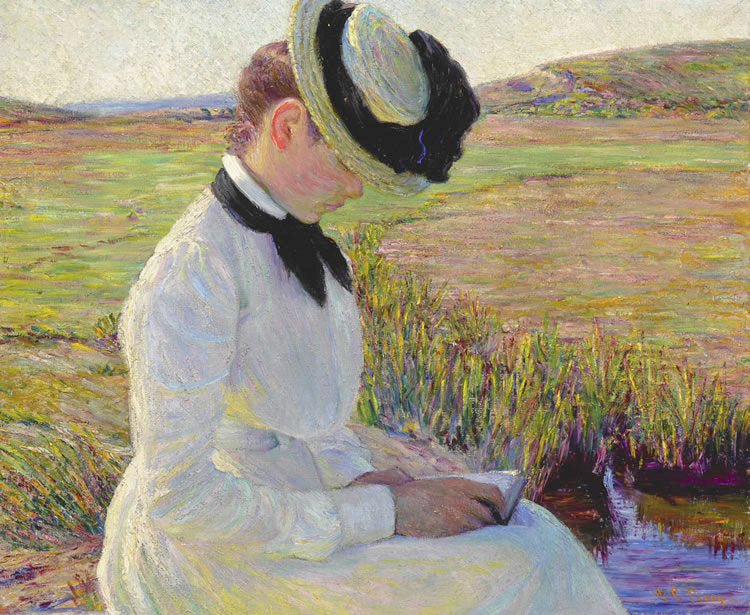Girl Reading a Book, vintage artwork by Lilla Cabot Perry, 12x8" (A4) Poster